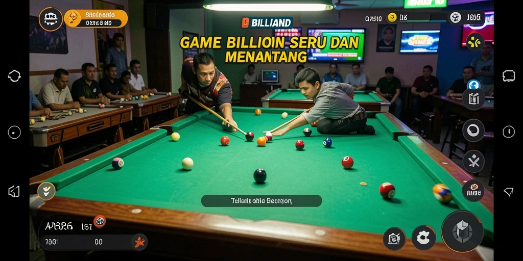 Tampilan antarmuka game Billiard yang menarik dan intuitif.