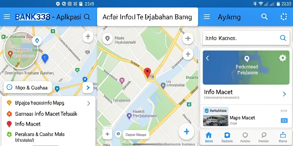 Antarmuka BANK338 menampilkan peta dengan informasi lalu lintas terkini.
