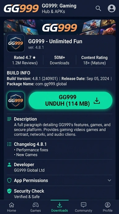 Tampilan halaman APK gg999